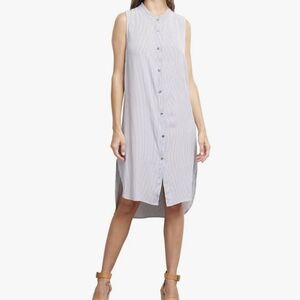 Art High Low Hem Shirt dress Sleeveless  Coverup NEW Sculptural Editorial Medium